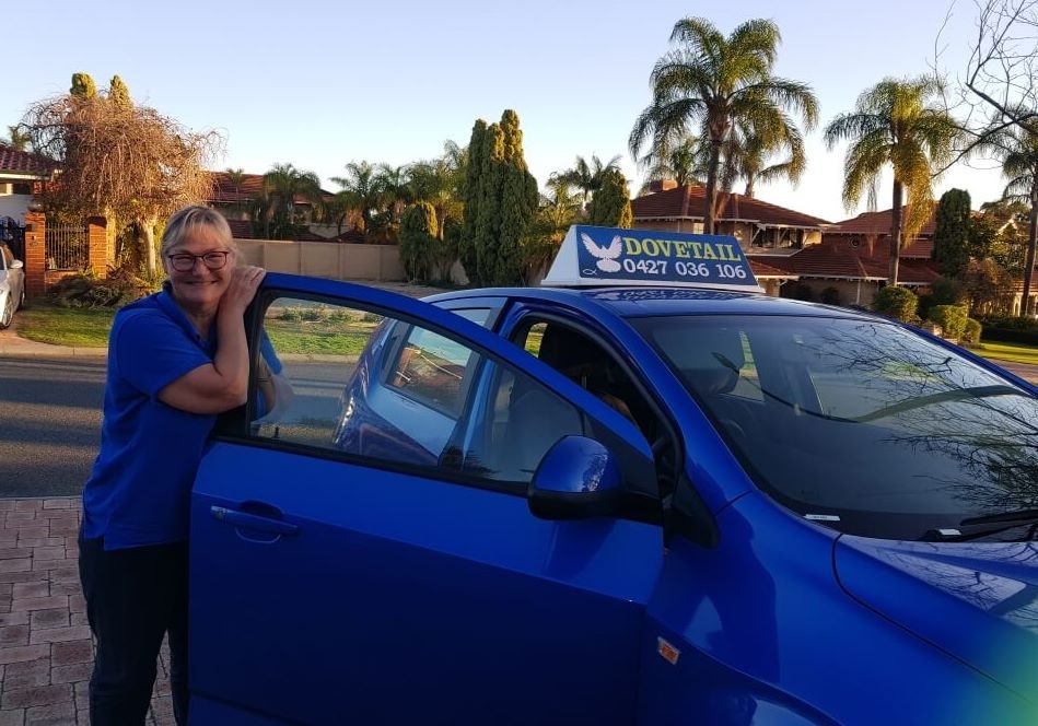 Lisa Archer at her Dovetail Driving car